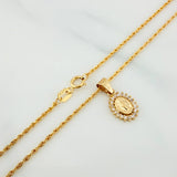 Rope Chain Set + Miraculous Virgin Pendant / 1.95gr / 19 3/4 in 18K Yellow Gold