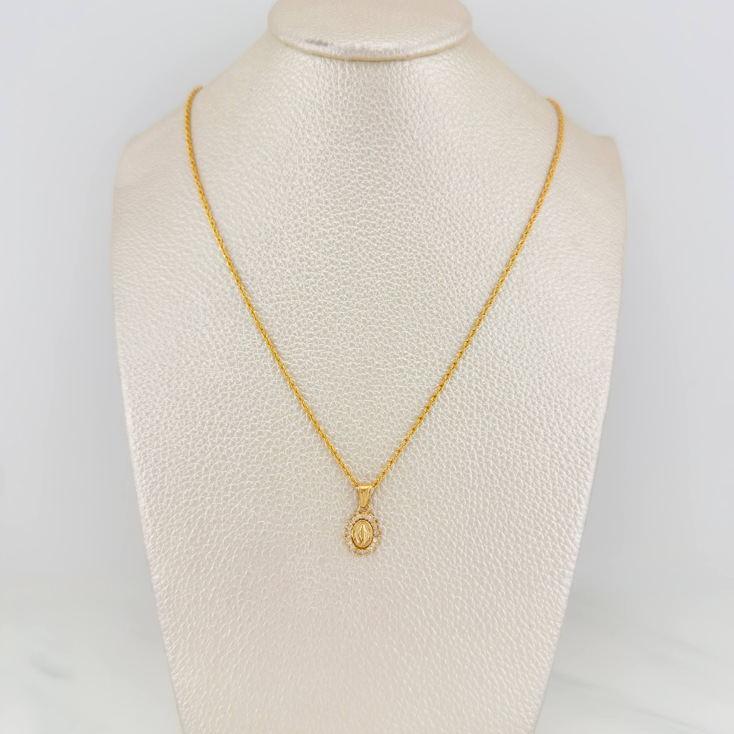 Rope Chain Set + Miraculous Virgin Pendant / 1.95gr / 19 3/4 in 18K Yellow Gold