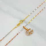 Set Mirror Flower Chain + Pendant Gg / 1.4gr / 17 3/4 in Three 18K Golds