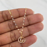 Set Mirror Flower Chain + Pendant Gg / 1.4gr / 17 3/4 in Three 18K Golds