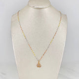 Set Mirror Flower Chain + Pendant Gg / 1.4gr / 17 3/4 in Three 18K Golds