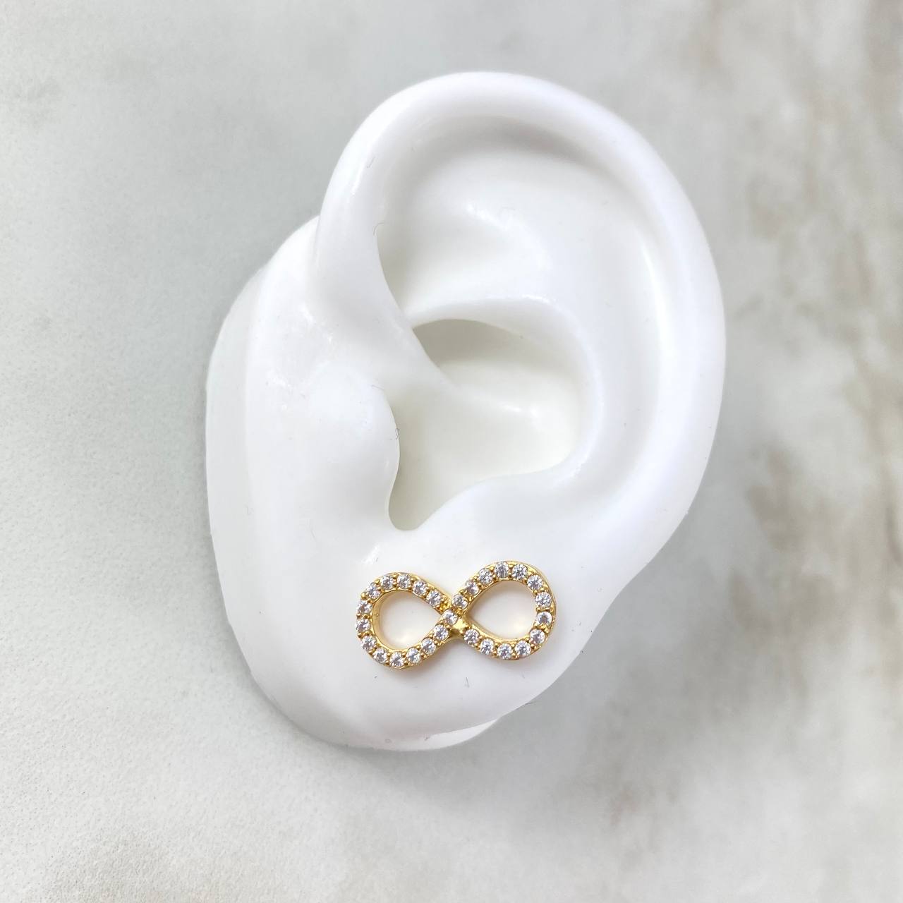 Stud Earrings Infinite 2.75gr / White Zircons Yellow Gold
