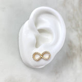 Stud Earrings Infinite 2.75gr / White Zircons Yellow Gold
