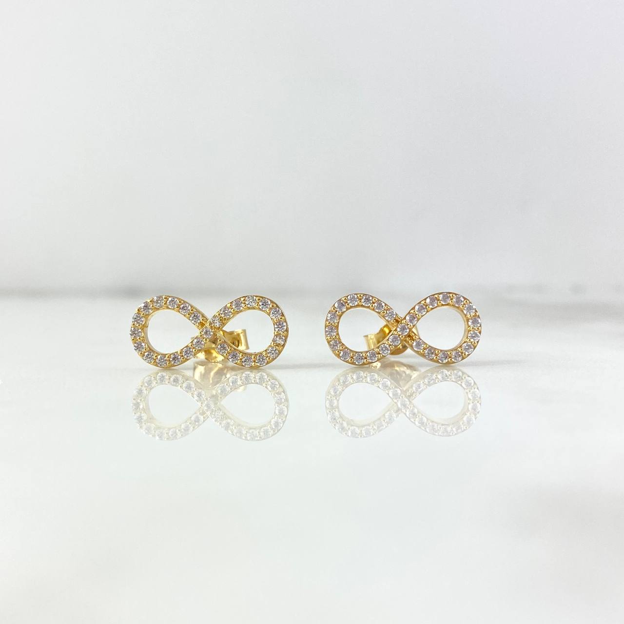Stud Earrings Infinite 2.75gr / White Zircons Yellow Gold