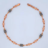 Tobillera Rustica Flores 6gr / 10 1/4 in / 4.4mm Dos Oros Blanco Rosa 18K %