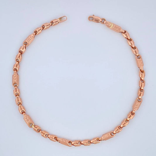 Pulso Rustico Tribal 5.85gr / 8 1/4 in / 3.6mm Oro Rosa 18K %
