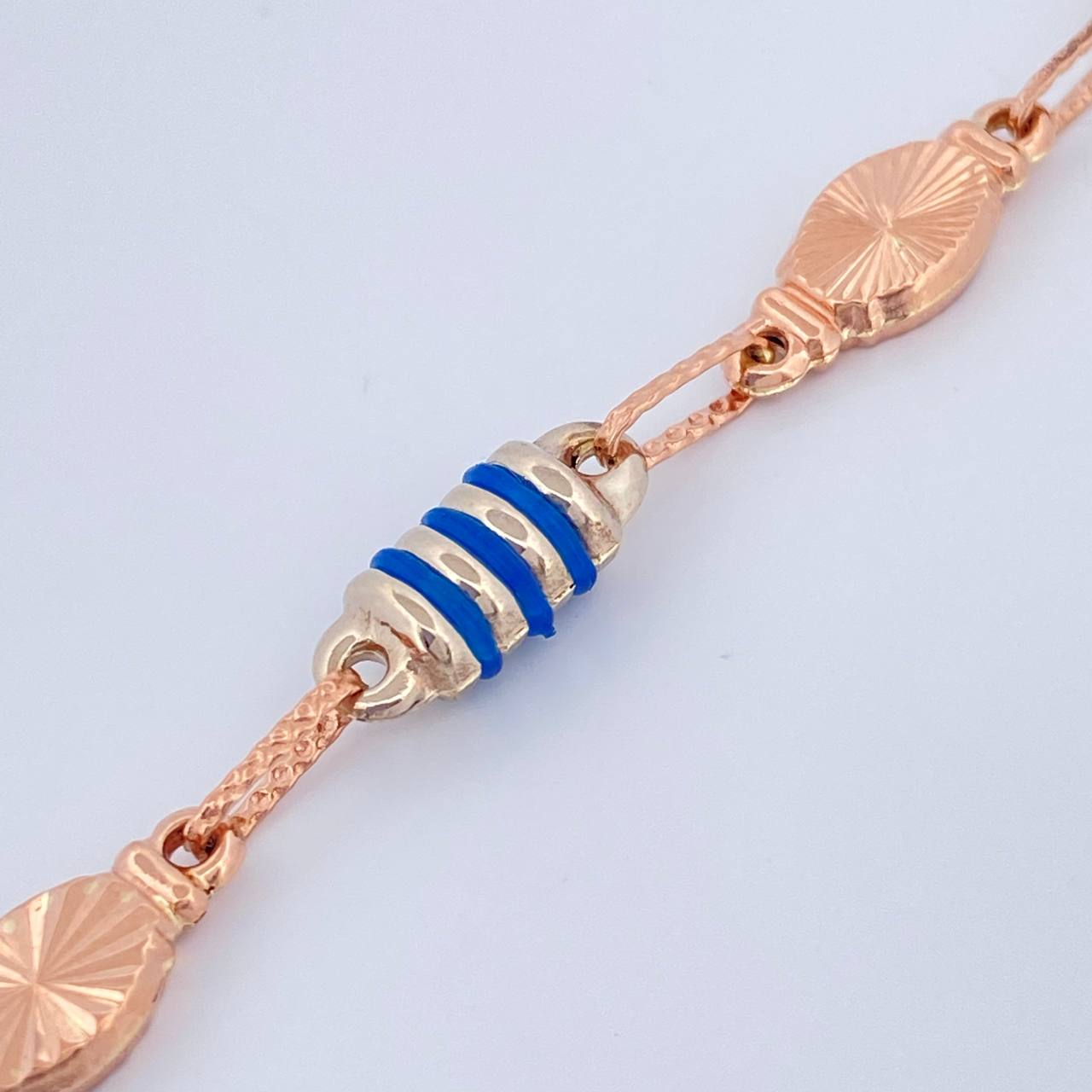 Tobillera Rustica Eslabon 6.15gr / 10 1/2 in / 4.6mm Dos Oros Rosa Blanco 18K %