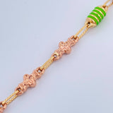 Tobillera Rustica Flores 5.35gr / 10 in / 4.3mm Dos Oros Amarillo Rosa 18K %