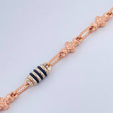 Tobillera Rustica Flores 6gr / 10 1/4 in / 4.4mm Dos Oros Blanco Rosa 18K %