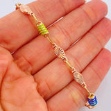 Tobillera Rustica Eslabon 5.8gr / 10 in / 4.5mm Dos Oros Amarillo Rosa 18K %