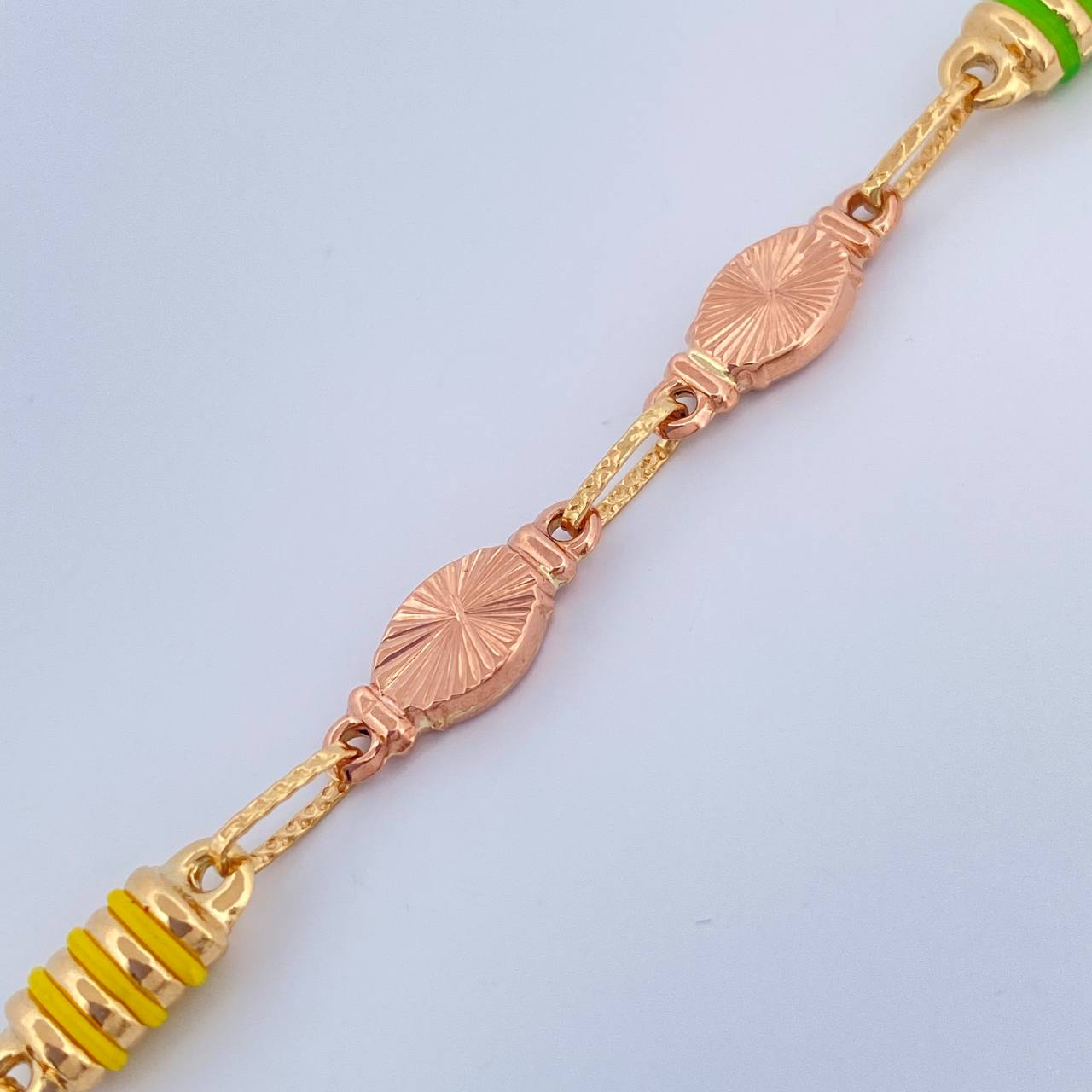 Tobillera Rustica Eslabon 6.05gr / 10 1/4 in / 4.4mm Dos Oros Amarillo Rosa 18K %