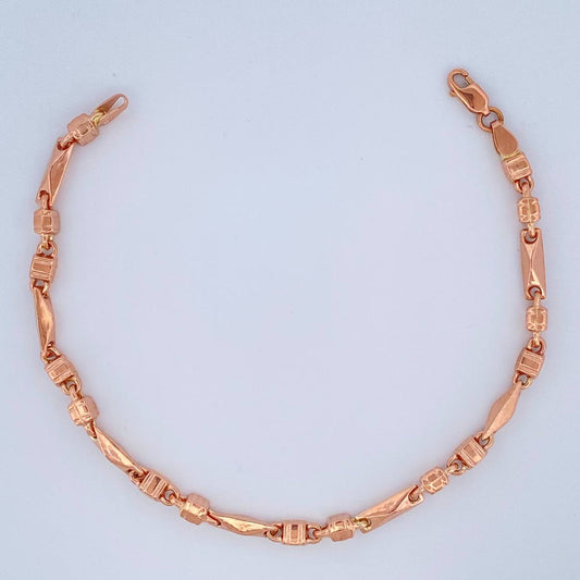 Pulso Rustico Eslabon 6.5gr / 8 1/2 in / 4mm Oro Rosa 18K %
