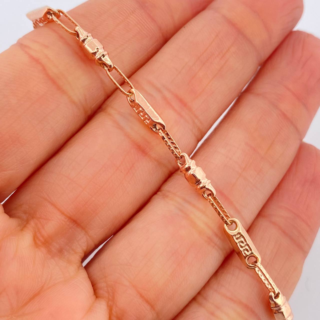 Pulso Rustico Tribal 3.8gr / 8 3/4 in / 3.4mm Oro Rosa 18K %