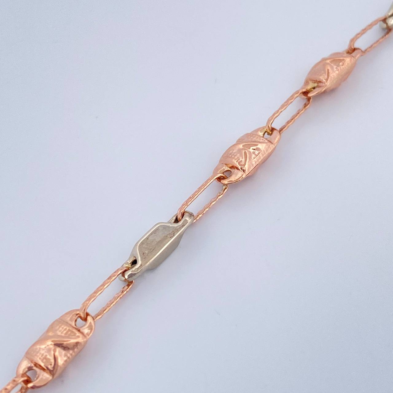 Pulso Rustico X 4gr / 8 1/4 in / 3.8mm Dos Oros Blanco Rosa 18K %