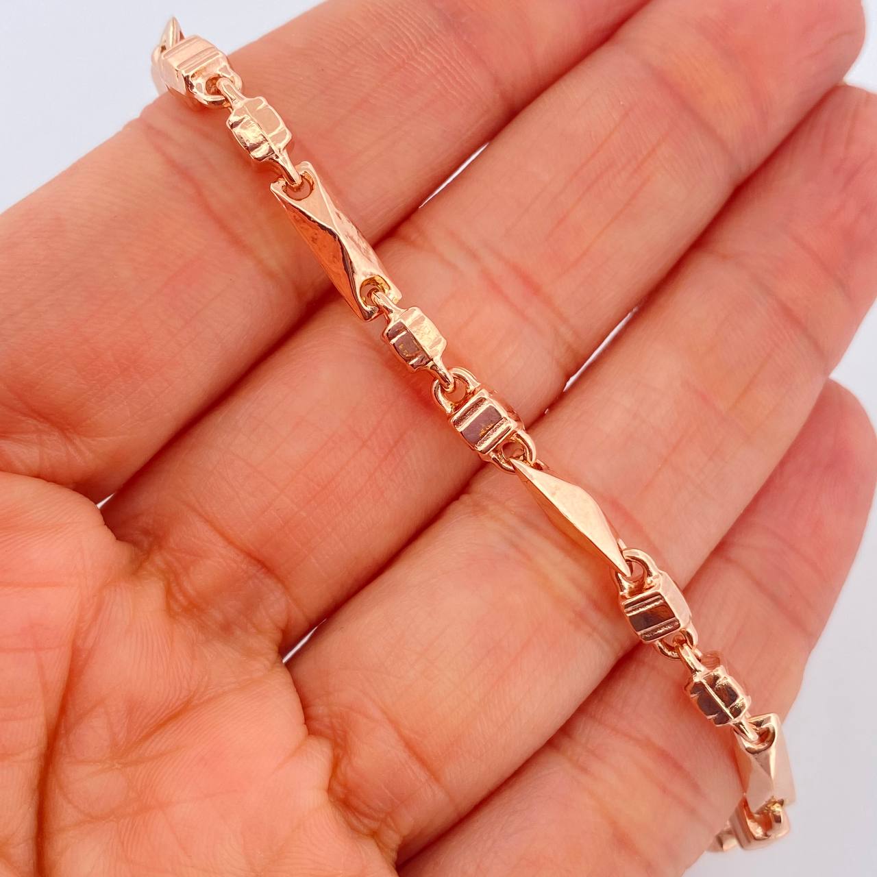 Pulso Rustico Eslabon 6.5gr / 8 1/2 in / 4mm Oro Rosa 18K %