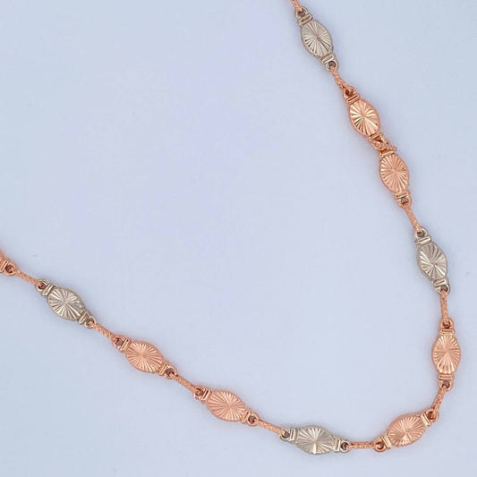 Cadena Rustica Eslabon 12.8gr / 24 1/2 in / 5.2mm Dos Oros Blanco Rosa 18K %