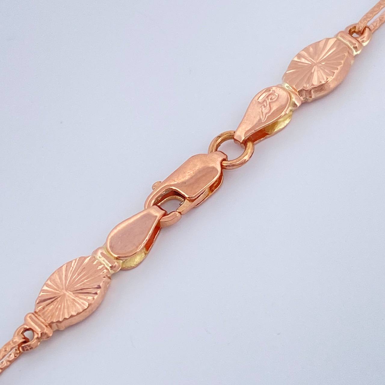 Cadena Rustica Eslabon 12.8gr / 24 1/2 in / 5.2mm Dos Oros Blanco Rosa 18K %