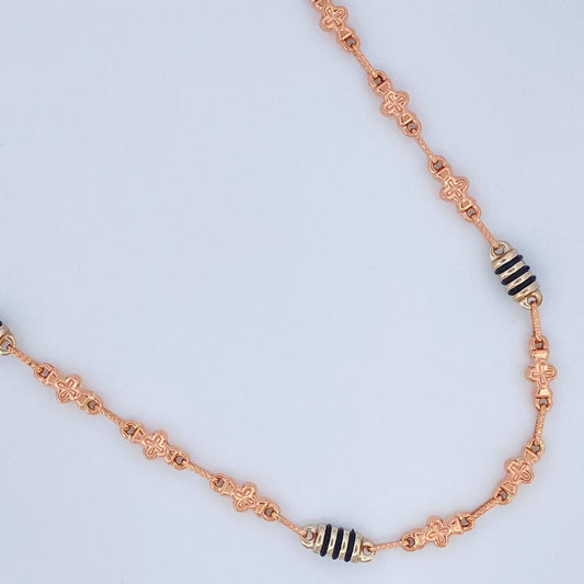 Cadena Rustica Flores 12.4gr / 24 1/2 in / 4.5mm Dos Oros Blanco Rosa 18K %