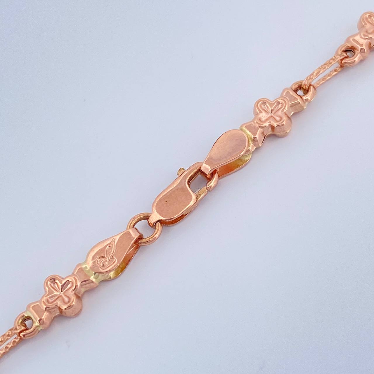 Cadena Rustica Flores 12.4gr / 24 1/2 in / 4.5mm Dos Oros Blanco Rosa 18K %