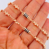 Cadena Rustica Flores 12.4gr / 24 1/2 in / 4.5mm Dos Oros Blanco Rosa 18K %