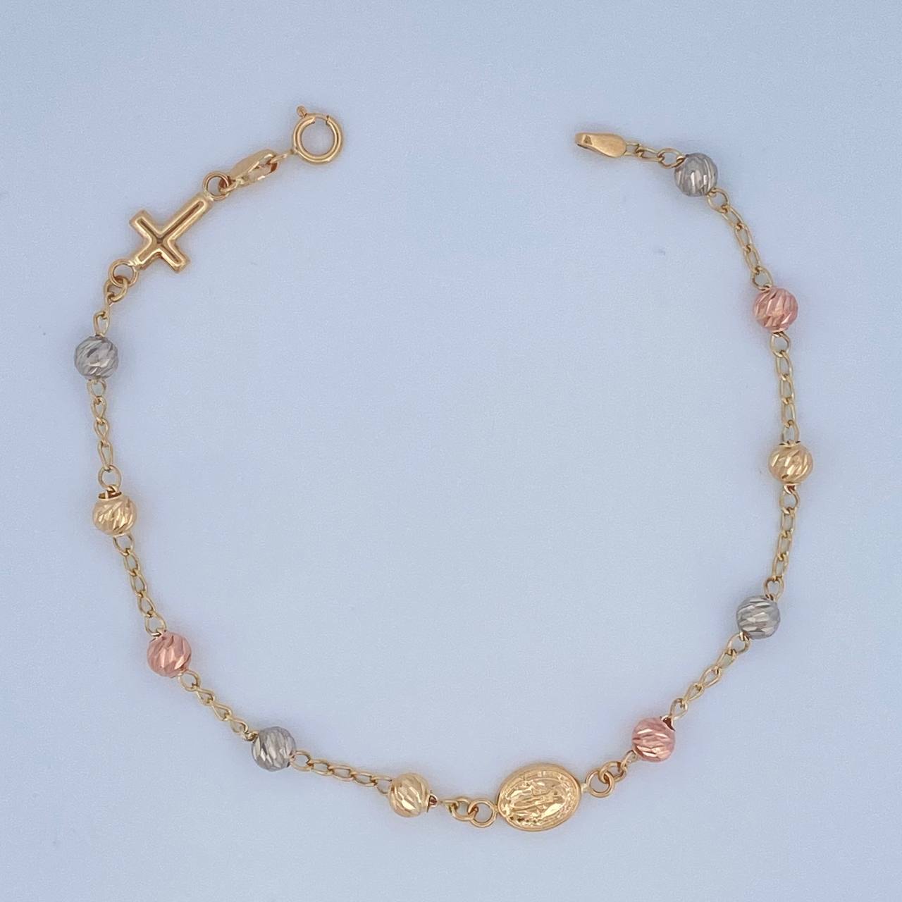 Denario Style Bracelet Miraculous Virgin 2.7gr / 7 1/2 in / 4mm Three Golds 18K %