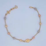 Denario Style Bracelet Miraculous Virgin 2.7gr / 7 1/2 in / 4mm Three Golds 18K %