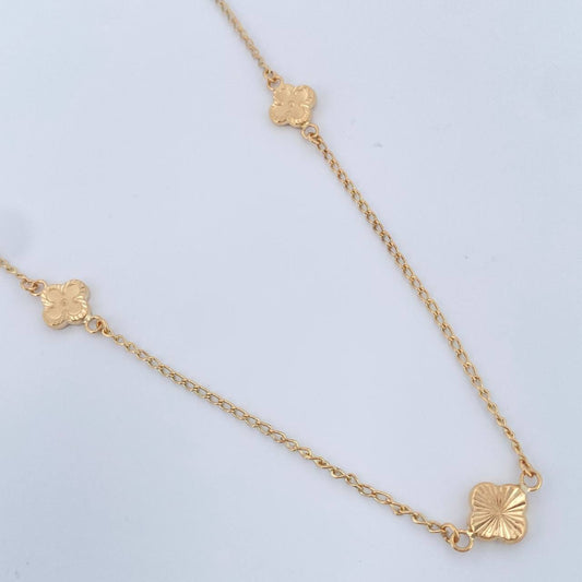 Cadena Espiga Trebol 3.8gr / 18 1/4 in / 1.4mm Oro Amarillo 18K %