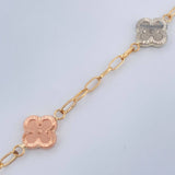 Pulso Cajon Treboles 3gr / 7 1/4 in / 1.2mm Tres Oros 18K &