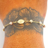 Denario Style Bracelet Miraculous Virgin 2.7gr / 7 1/2 in / 4mm Three Golds 18K %