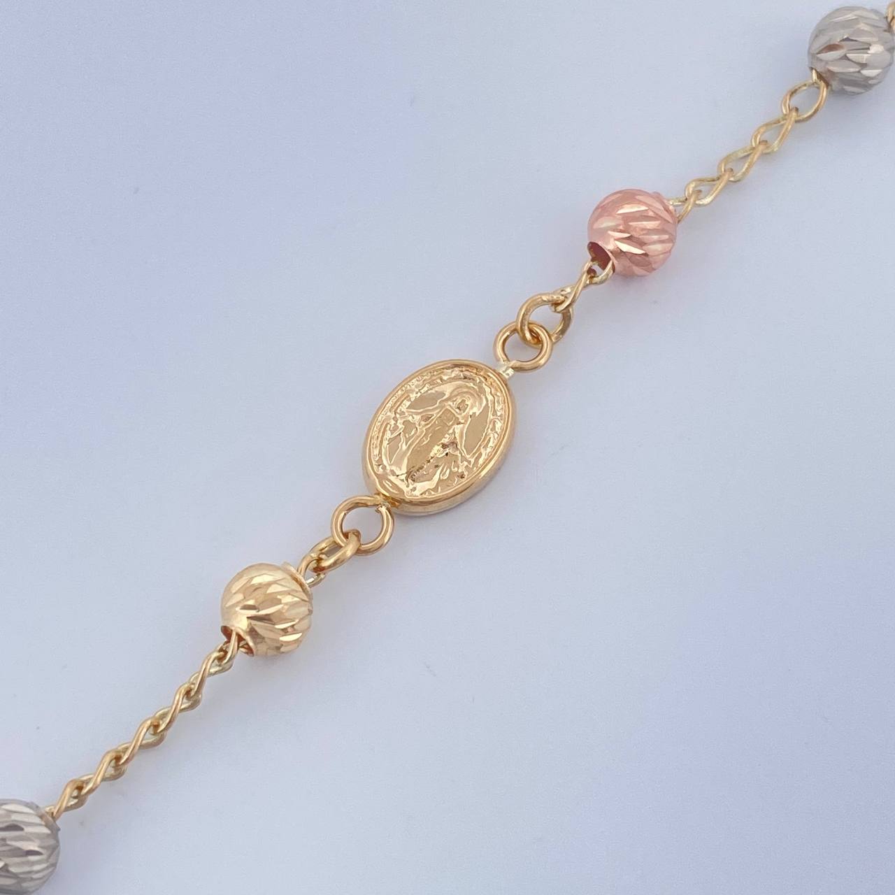 Denario Style Bracelet Miraculous Virgin 2.7gr / 7 1/2 in / 4mm Three Golds 18K %