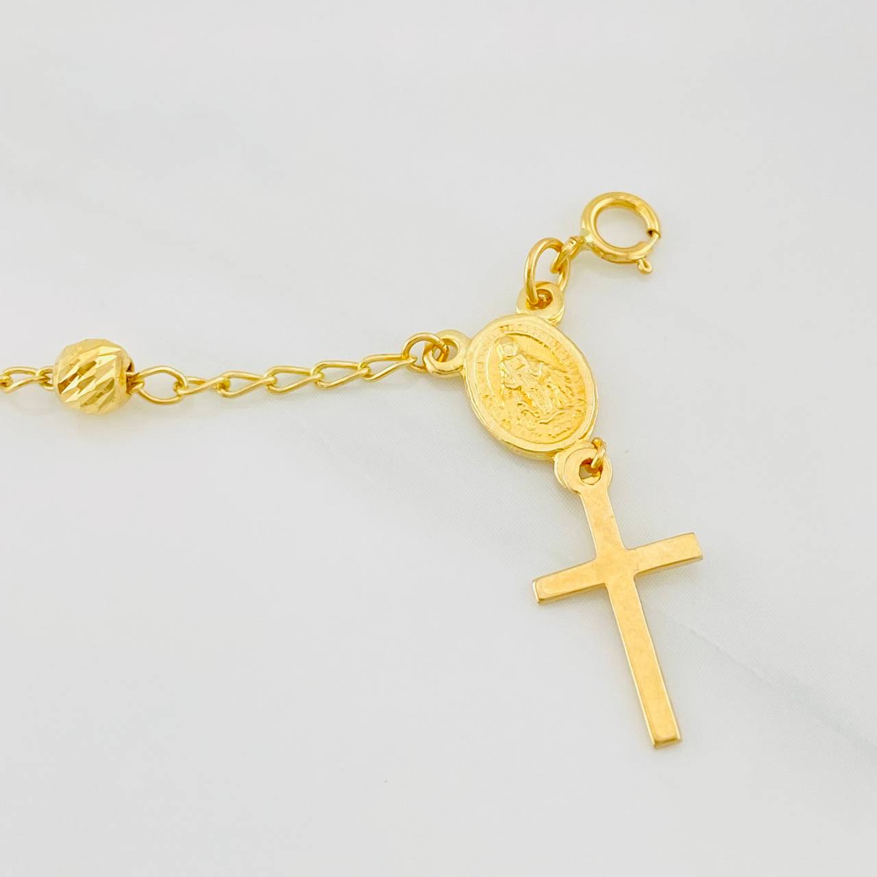 Pulso Denario Virgen Milagrosa 2.75g / 7 3/4 in / 3.83mm Oro Amarillo 18K