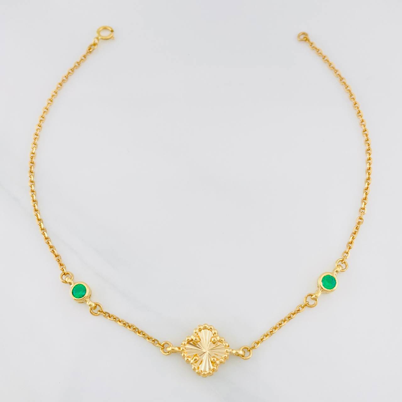 Pulso Trébol Aro Seguido 3g / 7 3/4 in / 1.53mm Oro Amarillo 18K