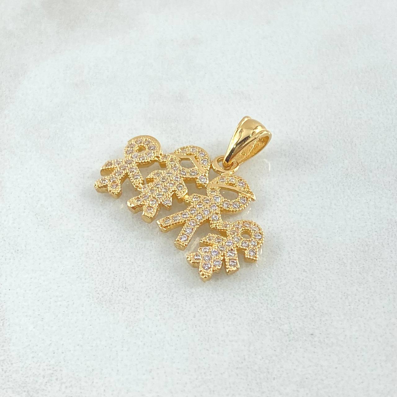 Pendant Family 3.25gr / 2cm / White Zircons Yellow Gold 18K