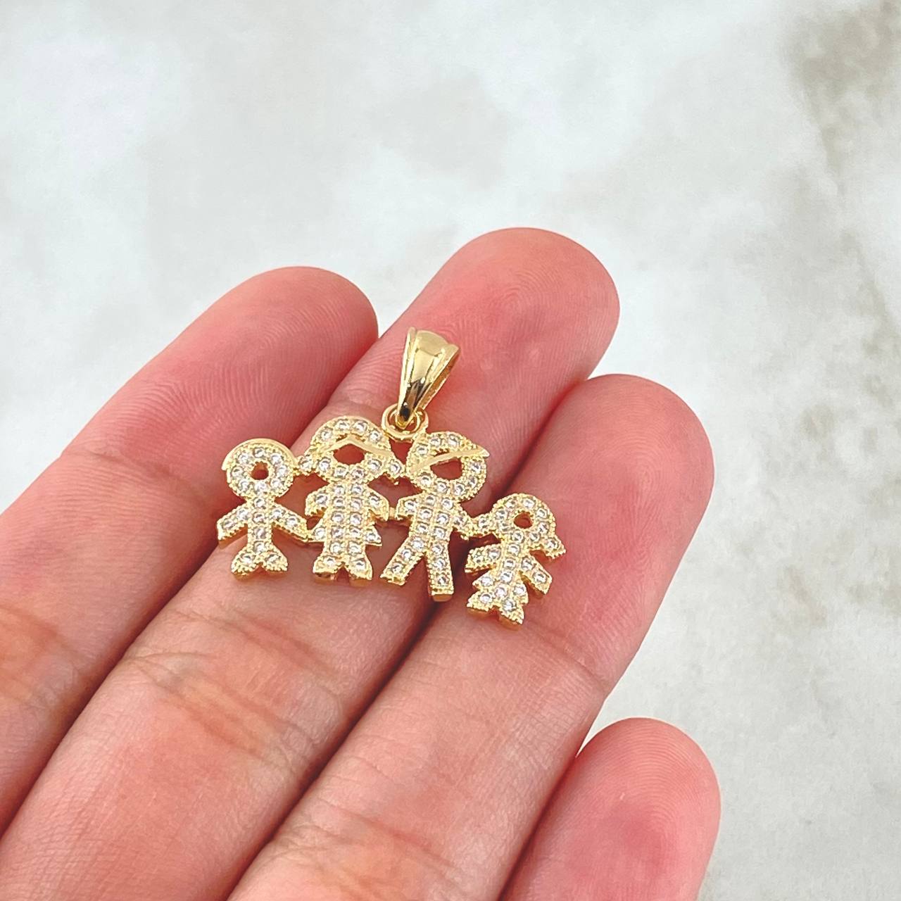 Pendant Family 3.25gr / 2cm / White Zircons Yellow Gold 18K