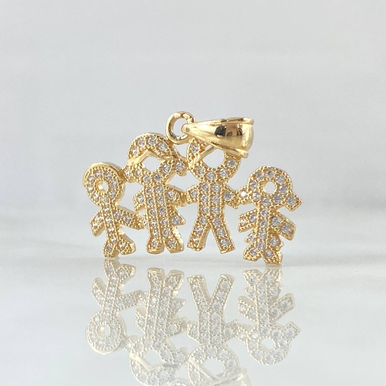 Pendant Family 3.25gr / 2cm / White Zircons Yellow Gold 18K