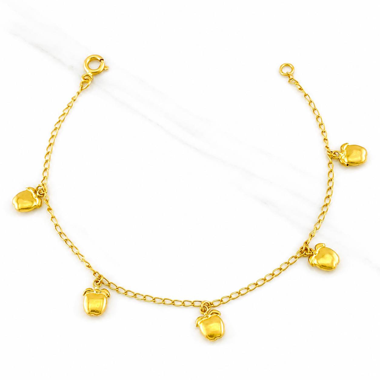 Classic Link Bracelet Apples 2.45g / 7 in / 1.51mm 18K Yellow Gold