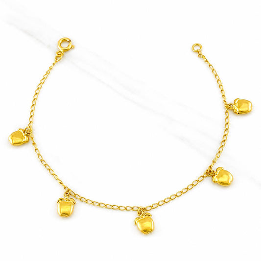 Pulso Aro Seguido Manzanas 2.45g / 7 in / 1.51mm Oro Amarillo 18K
