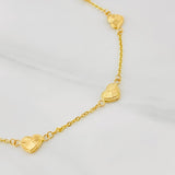 Pulso Aro Seguido Corazones 2.25g / 7 3/4 in / 1.15mm Oro Amarillo 18K