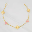 Classic Link Bracelet Clover Heart 3.3g / 7 in / 1.43mm Yellow Gold 18K