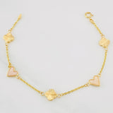 Classic Link Bracelet Clover Heart 2.4g / 7 in / 0.96mm Yellow Gold 18K