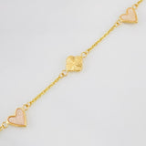 Classic Link Bracelet Clover Heart 2.4g / 7 in / 0.96mm Yellow Gold 18K