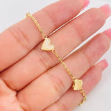 Classic Link Bracelet Clover Heart 2.4g / 7 in / 0.96mm Yellow Gold 18K