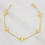 Classic Link Bracelet Clover Diamond Cut 2.4g / 7 1/2 in / 1.19mm Yellow Gold 18K