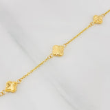 Classic Link Bracelet Clover Diamond Cut 2.4g / 7 1/2 in / 1.19mm Yellow Gold 18K