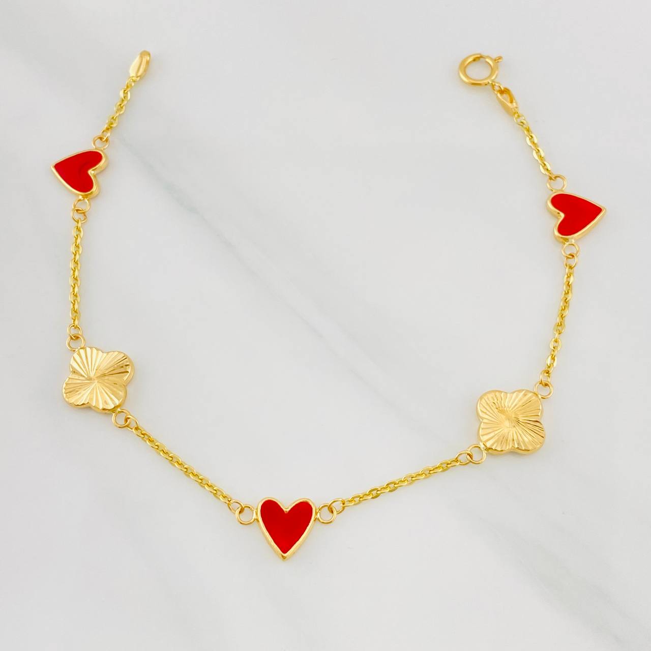 Classic Link Bracelet Clover 2.7g / 7 in / 1.43mm Yellow Gold 18K