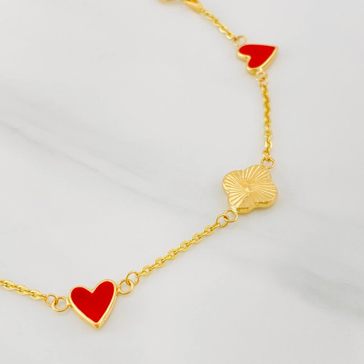 Classic Link Bracelet Clover 2.7g / 7 in / 1.43mm Yellow Gold 18K