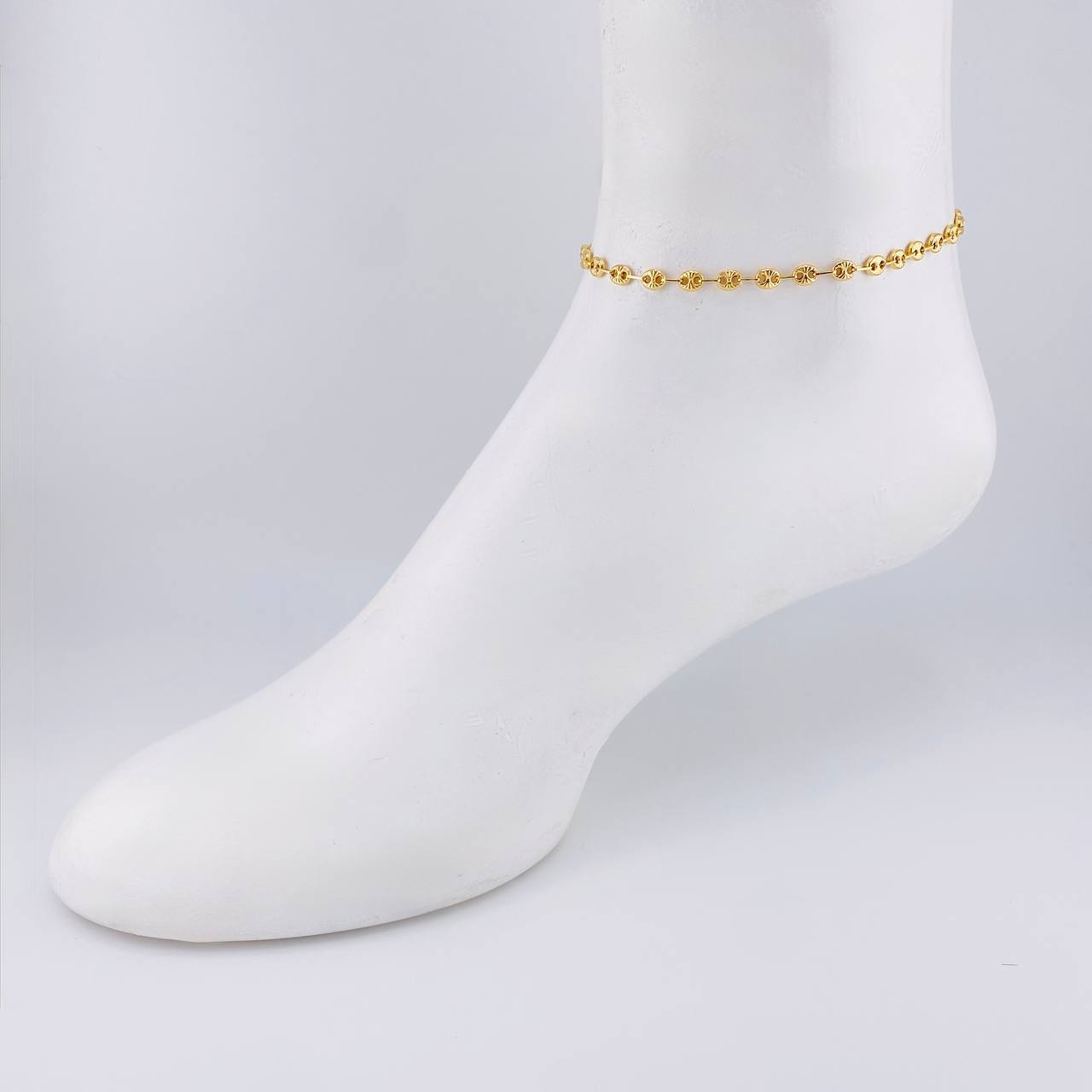 Tobillera GC Diamantada 3.2g / 9 3/4 in / 4.1mm Oro Amarillo 18K
