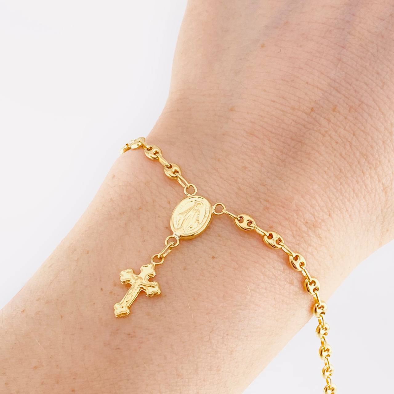 Pulso GC Denario Virgen Milagrosa 2.4g / 7 in / 3.3mm Oro Amarillo 18K