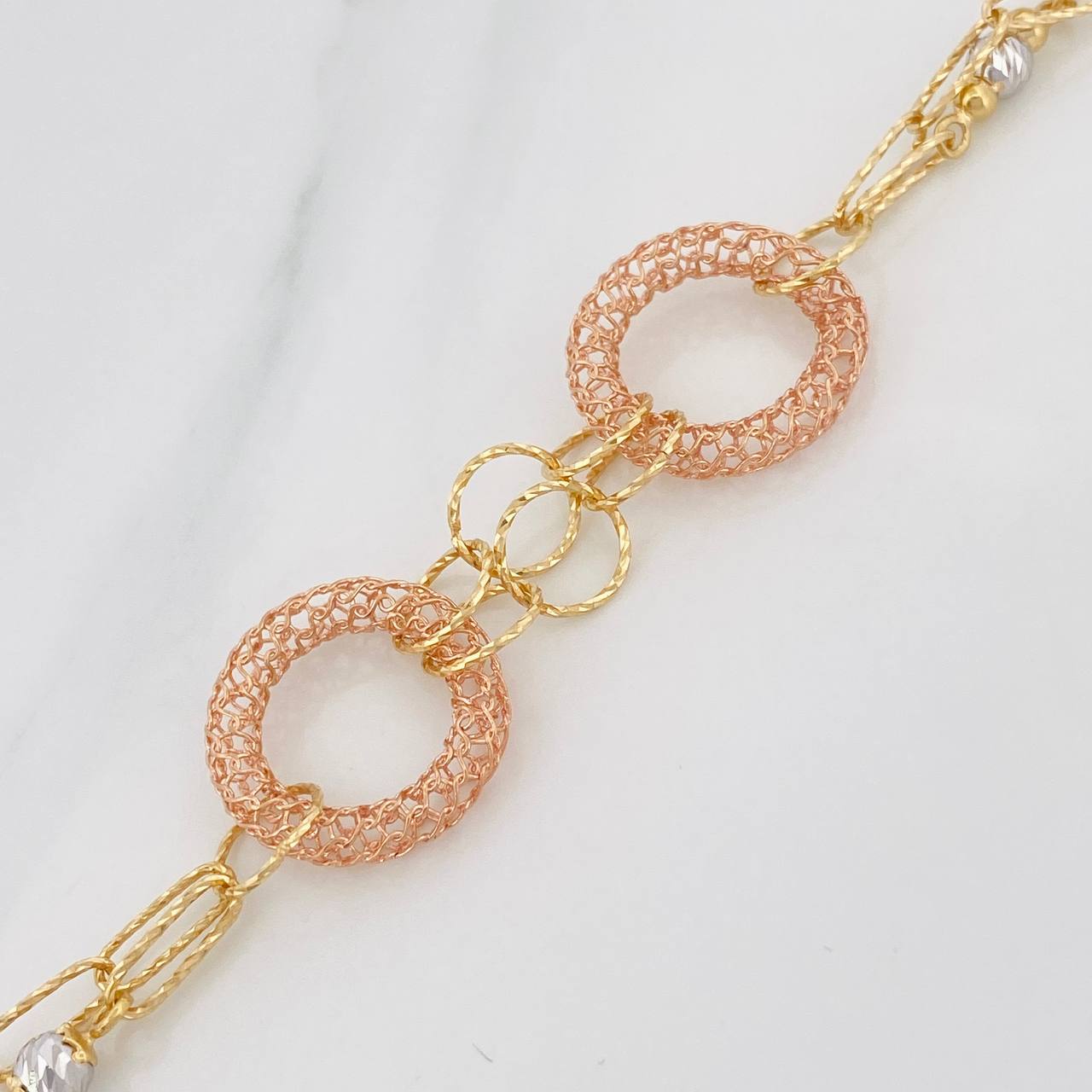 Pulso Aros 7g / 7 in / 3.17mm Tres Oros Amarillo Blanco Rosa 18K
