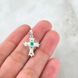 Dije Crúz De Altar 1.2gr / 2.5cm / Esmeralda 10pts Plata 925 18K (Joya) ©